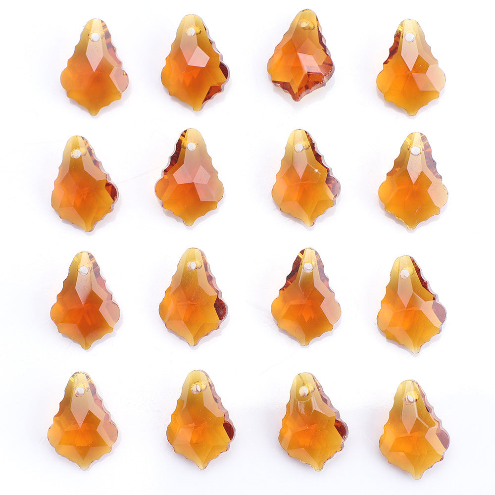 Electroplated Maple Leaf Glass Beads 11x16mm Double-Sided Single Hole 30pcs 27