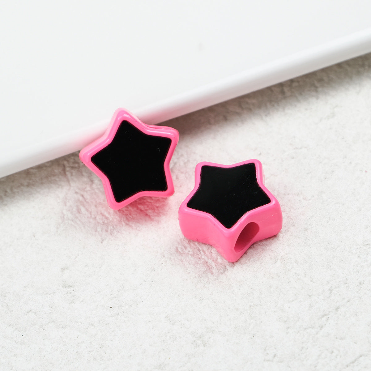 Painted Star Acrylic Beads 16mm Two-Color Enamel Glossy 20pcs 11