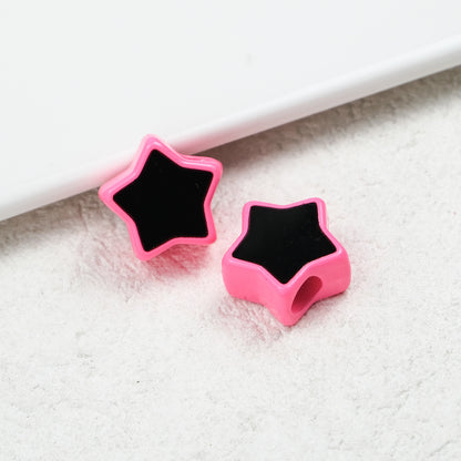 Painted Star Acrylic Beads 16mm Two-Color Enamel Glossy 20pcs 11