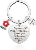 Flower Heart Keychain Stainless Steel Engraved Red Charm