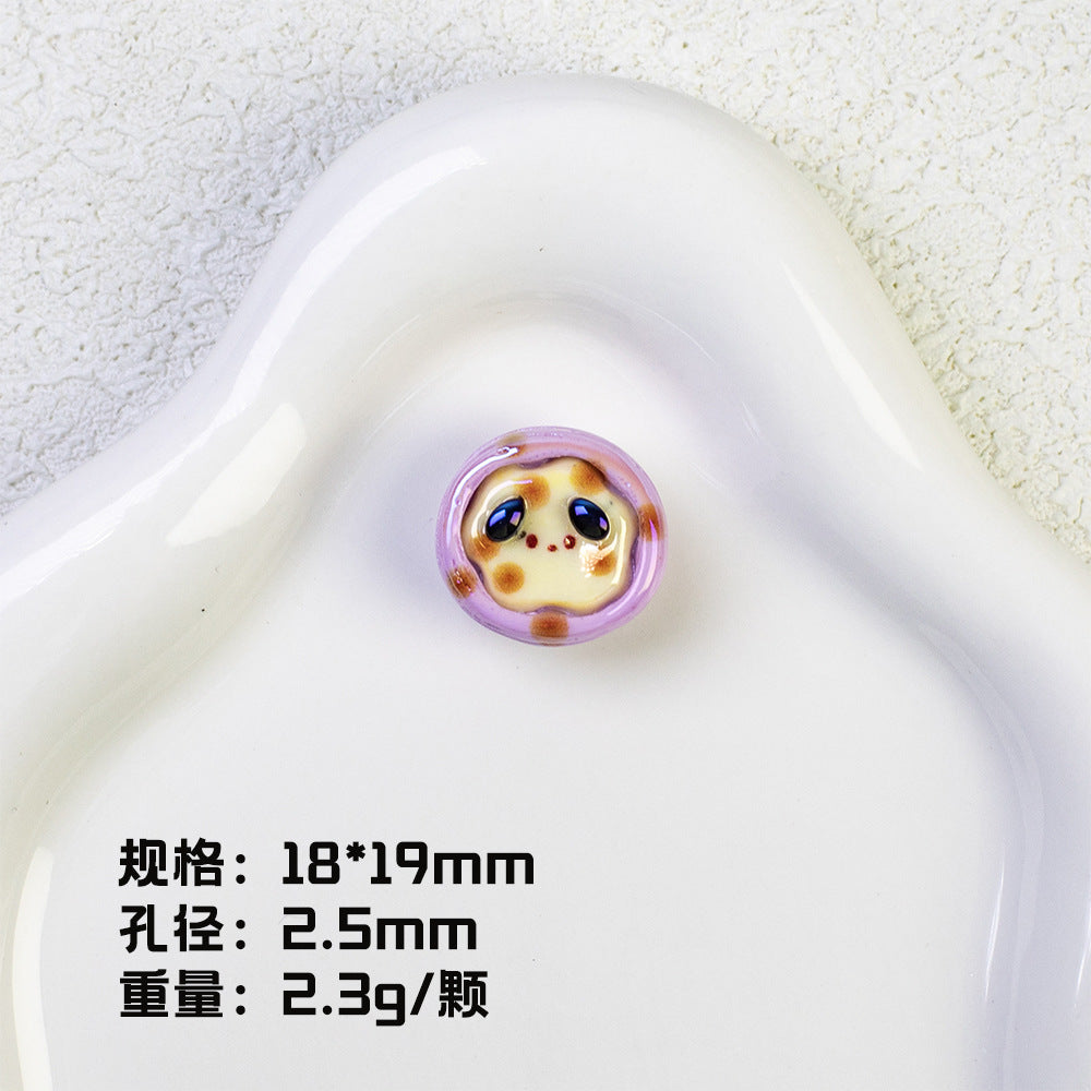 Plating Pochacco Egg Tart Resin Beads 19mm Glossy Pastel Colors 10pcs 8