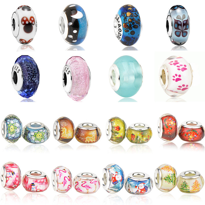 Glass Cartoon Pattern Spacer Beads 14mm 10pcs