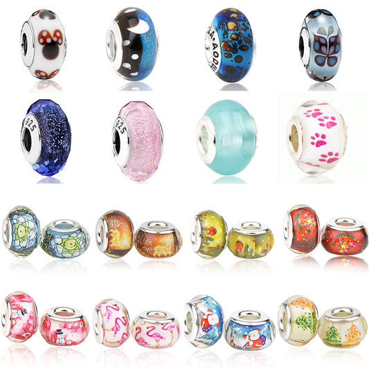 Glass Cartoon Pattern Spacer Beads 14mm 10pcs