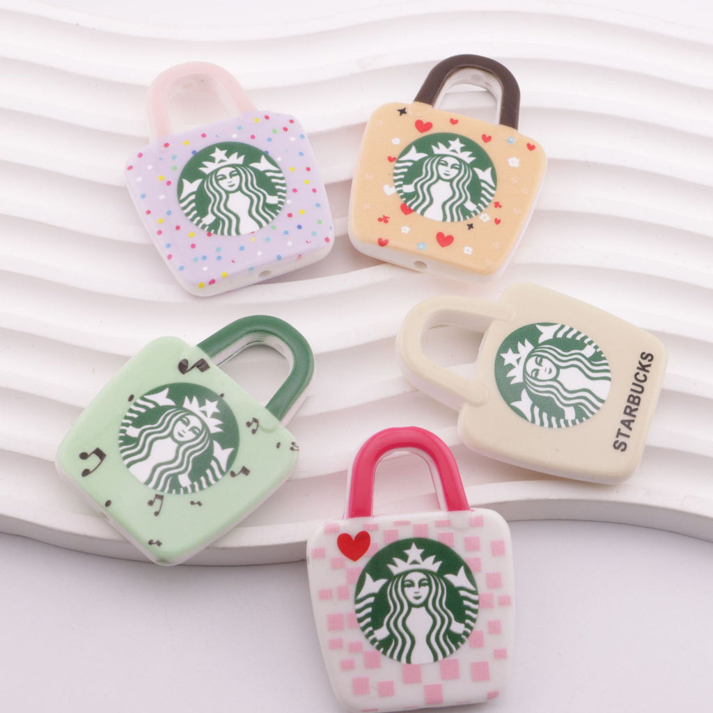 Flat Tote Bag Acrylic Beads Matte Pastel Heart Music Note 10pcs 4