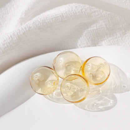 Clear Blown Glass Beads 12-18mm Multi Color Smooth Round 4pcs 12