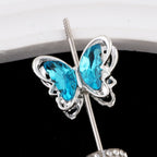 Butterfly Metal Beads 26mm Double-Sided Crystal Glass Embedded 3pcs 6