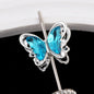 Butterfly Metal Beads 26mm Double-Sided Crystal Glass Embedded 3pcs 6