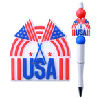 Silicone Focal Beads Independence Day Gnome Unicorn USA Twin Flags 20pcs 4