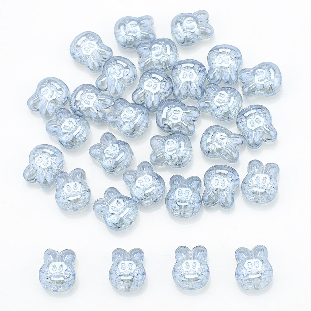 Plating Bunny Head Glass Beads 12mm Iridescent 30pcs 11