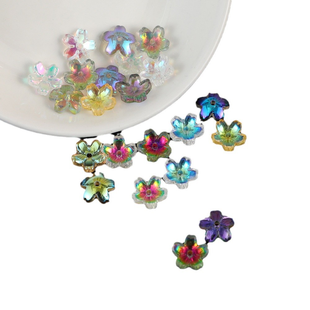 Iridescent Cherry Blossom Glass Beads 10mm Assorted Colors 100pcs 5