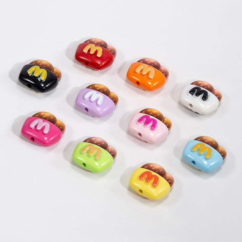 Painted Mcdon Fries Acrylic Beads 22mm Colorful 10pcs 6