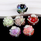 Rhinestone Bubblegum Clay Beads 20mm Floral Chain Wrapped 4pcs 3
