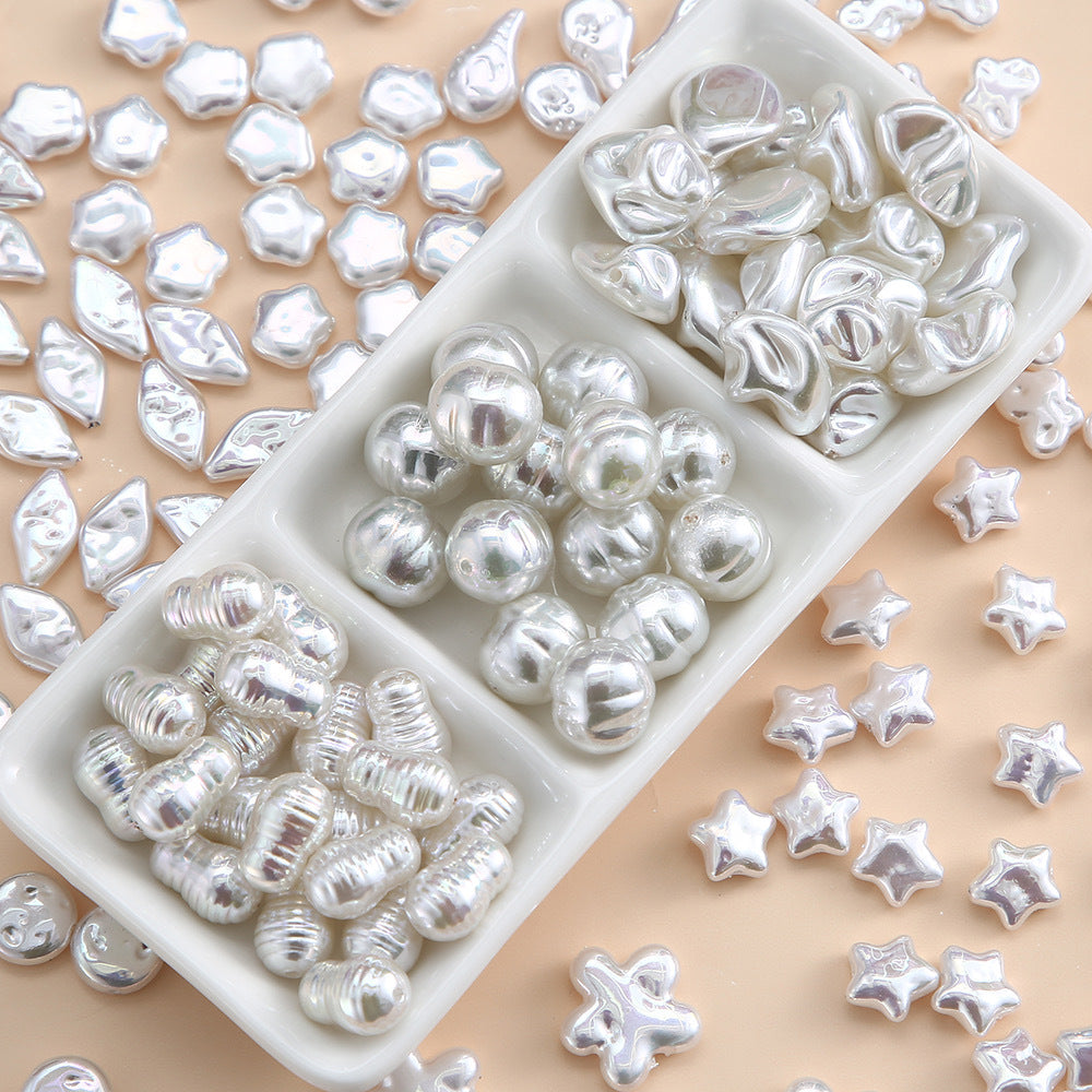 Vintage Imitation Pearl Starfish Series Acrylic Beads Textured Glossy 2pcs