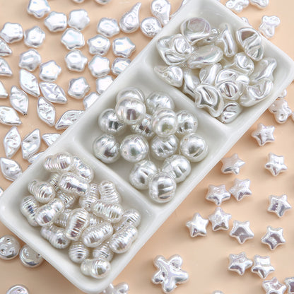 Vintage Imitation Pearl Starfish Series Acrylic Beads Textured Glossy 2pcs