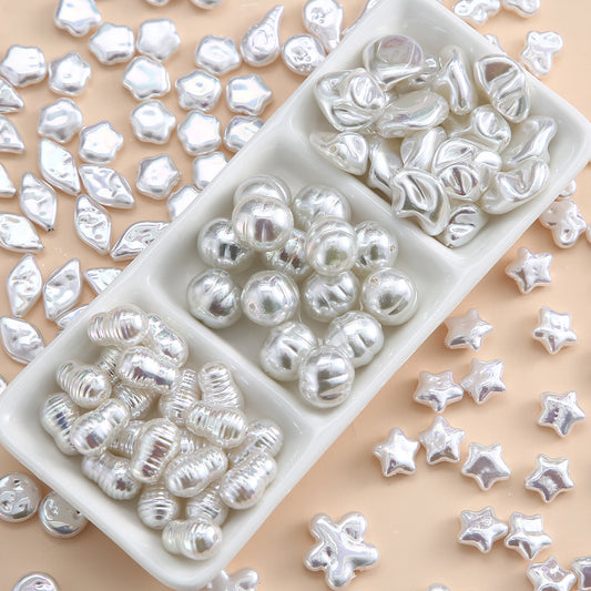 Vintage Imitation Pearl Starfish Series Acrylic Beads Textured Glossy 2pcs