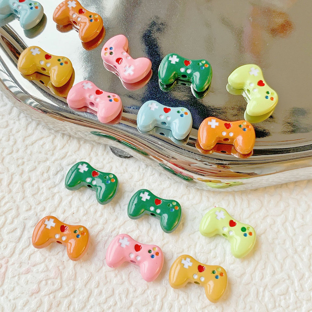 Teddy Bear and Game Controller Metal Beads Painted Alloy 10pcs 3