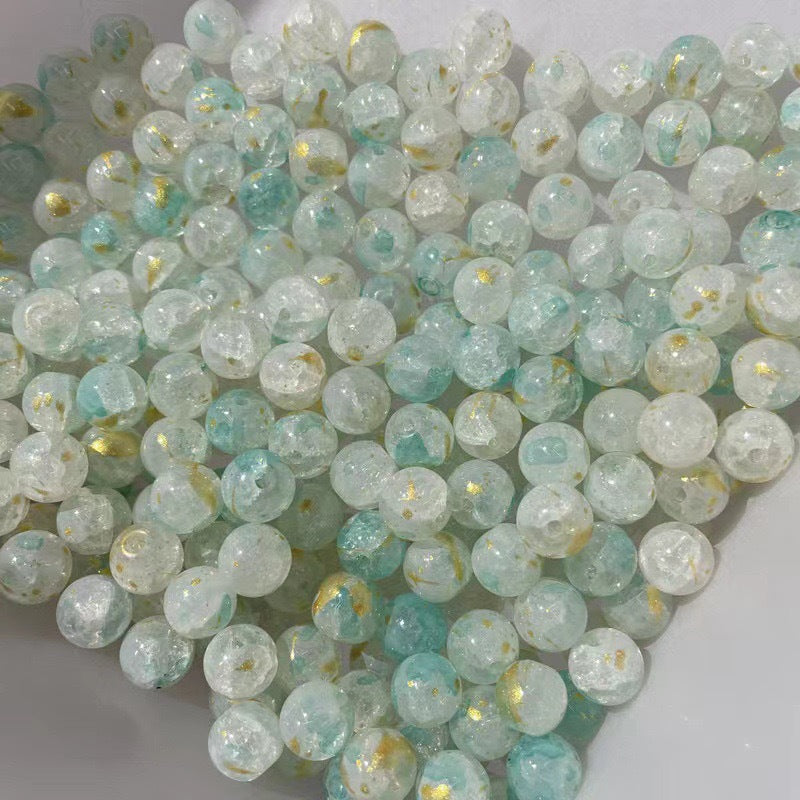 Crackle Round Glass Beads 10mm Pink Grey Gold Shimmer 50pcs 4