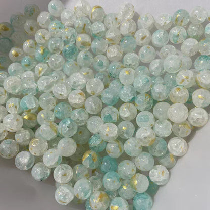 Crackle Round Glass Beads 10mm Pink Grey Gold Shimmer 50pcs 4