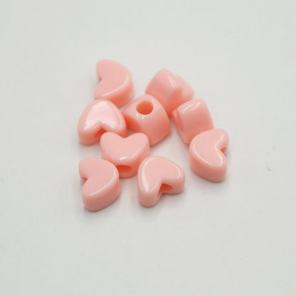 Macaron Colored Heart Acrylic Beads 12mm Large Hole Pastel 100pcs 4