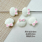 Shell and Mermaid Tail Metal Beads 14mm Glossy Pastel Painted Alloy 10pcs 6