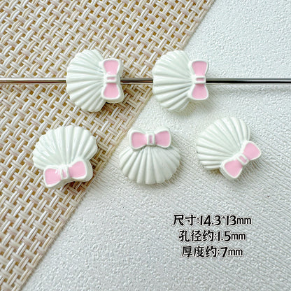 Shell and Mermaid Tail Metal Beads 14mm Glossy Pastel Painted Alloy 10pcs 6