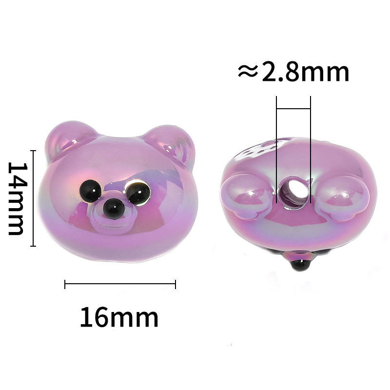 UV Plating Raccoon Acrylic Beads 14mm Solid Color Glossy 50pcs 3