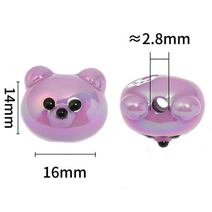 UV Plating Raccoon Acrylic Beads 14mm Solid Color Glossy 50pcs 3
