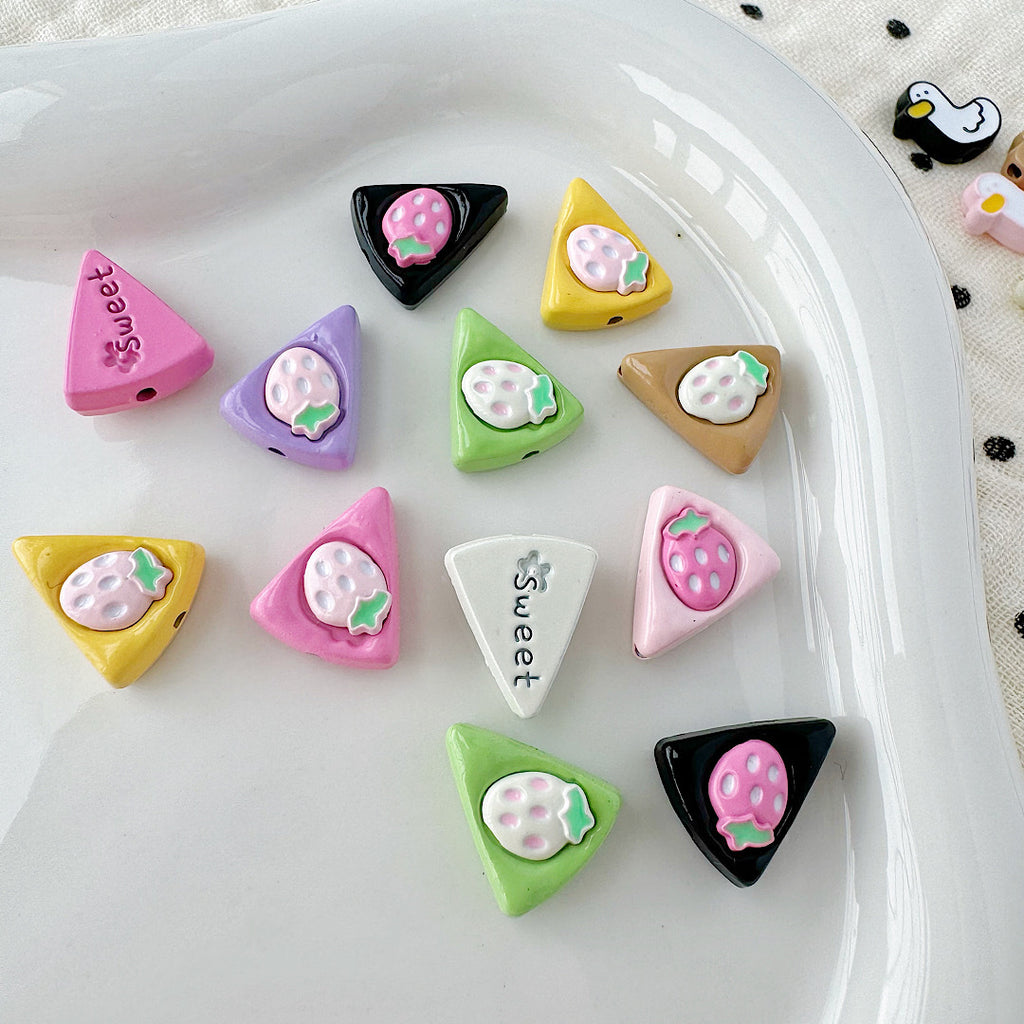 Baking Painted Duck and Strawberry Cake Metal Beads 13/10mm 20pcs 3
