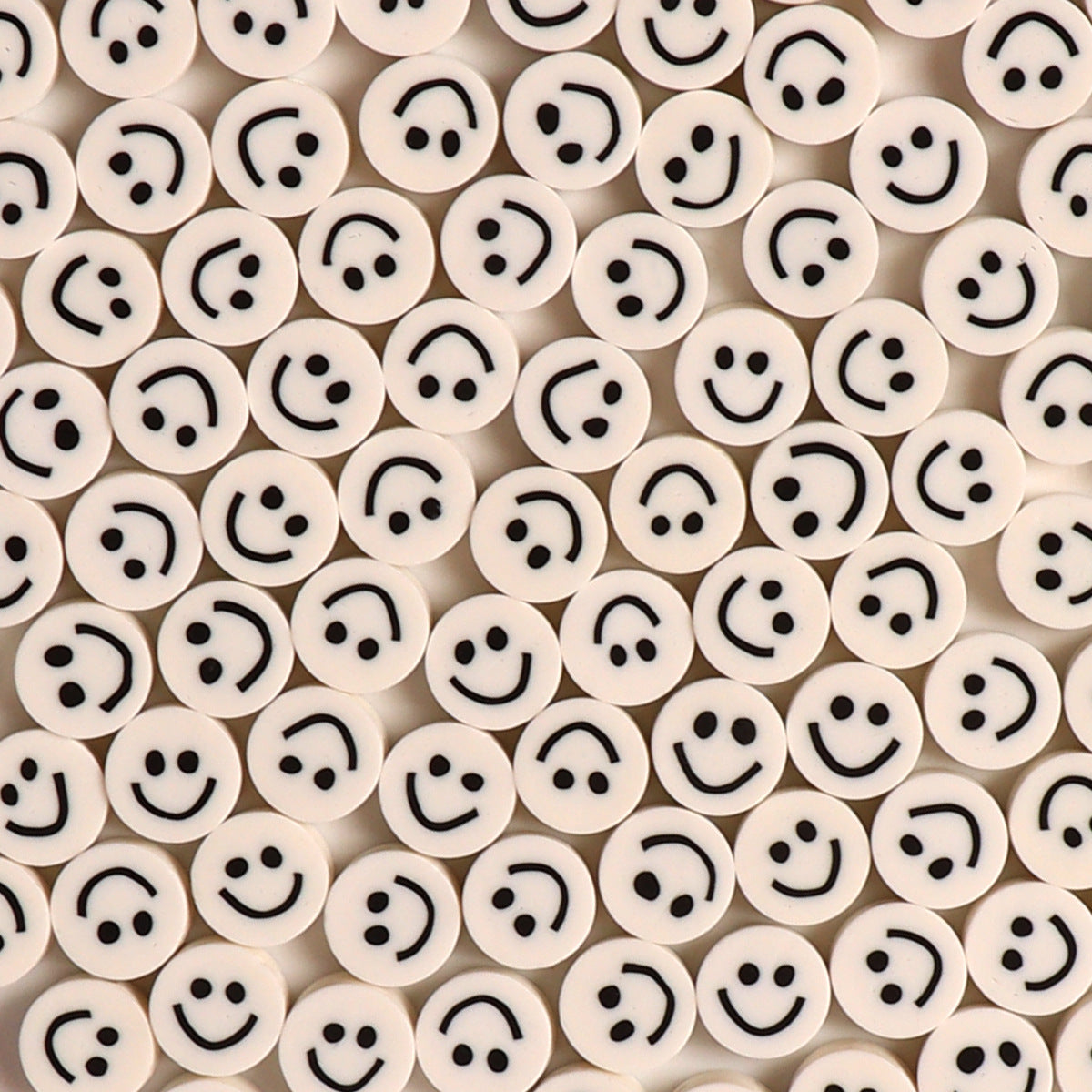 Flat Clay Beads 10mm Colorful Smiley Face Polymer 100pcs 8