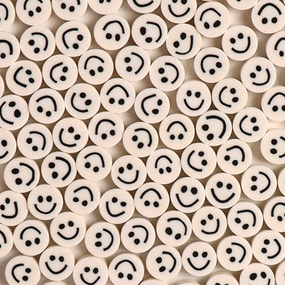 Flat Clay Beads 10mm Colorful Smiley Face Polymer 100pcs 8