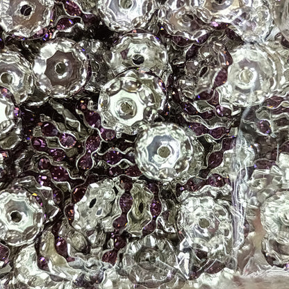 Rhinestone Wavy Spacer Beads 12mm Red Crystal 50pcs 9