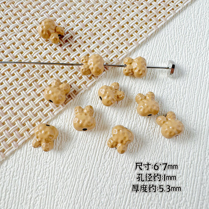 Rabbit Metal Beads 7mm Baking Painted Granular Alloy 30pcs 10