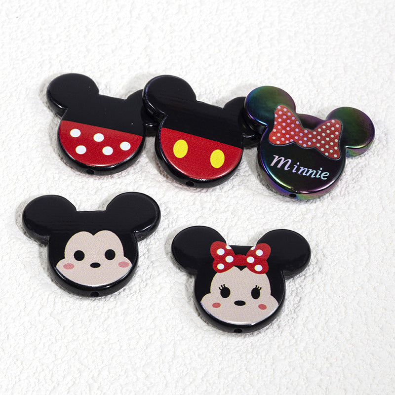 Flat Mickey Minnie Acrylic Beads 40mm Double-Sided 10pcs 5