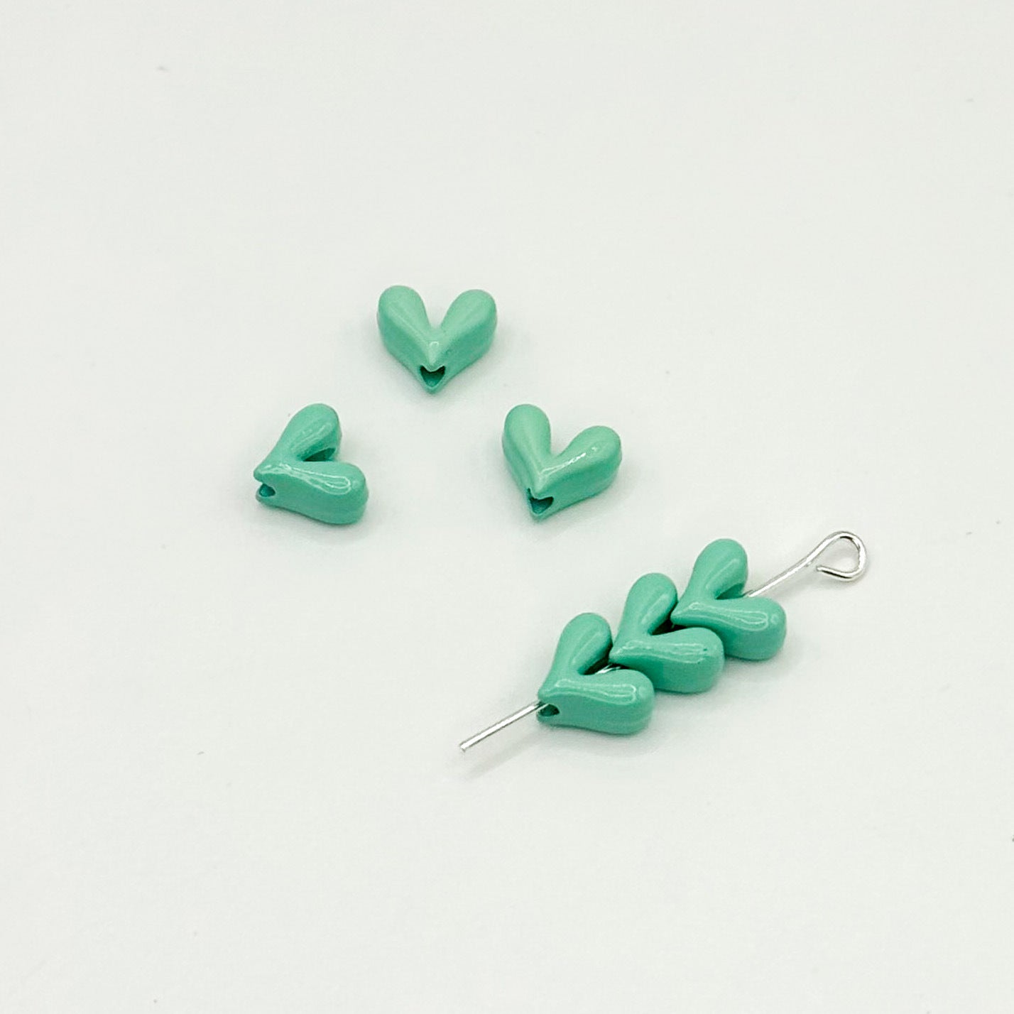 Painted V-Shaped Heart Acrylic Beads 6.7x8mm Glossy Mixed Colors 10pcs 15