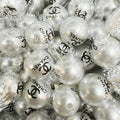 Pearl Acrylic Beads 16mm Imitation White Black Logo Printed 100pcs 3
