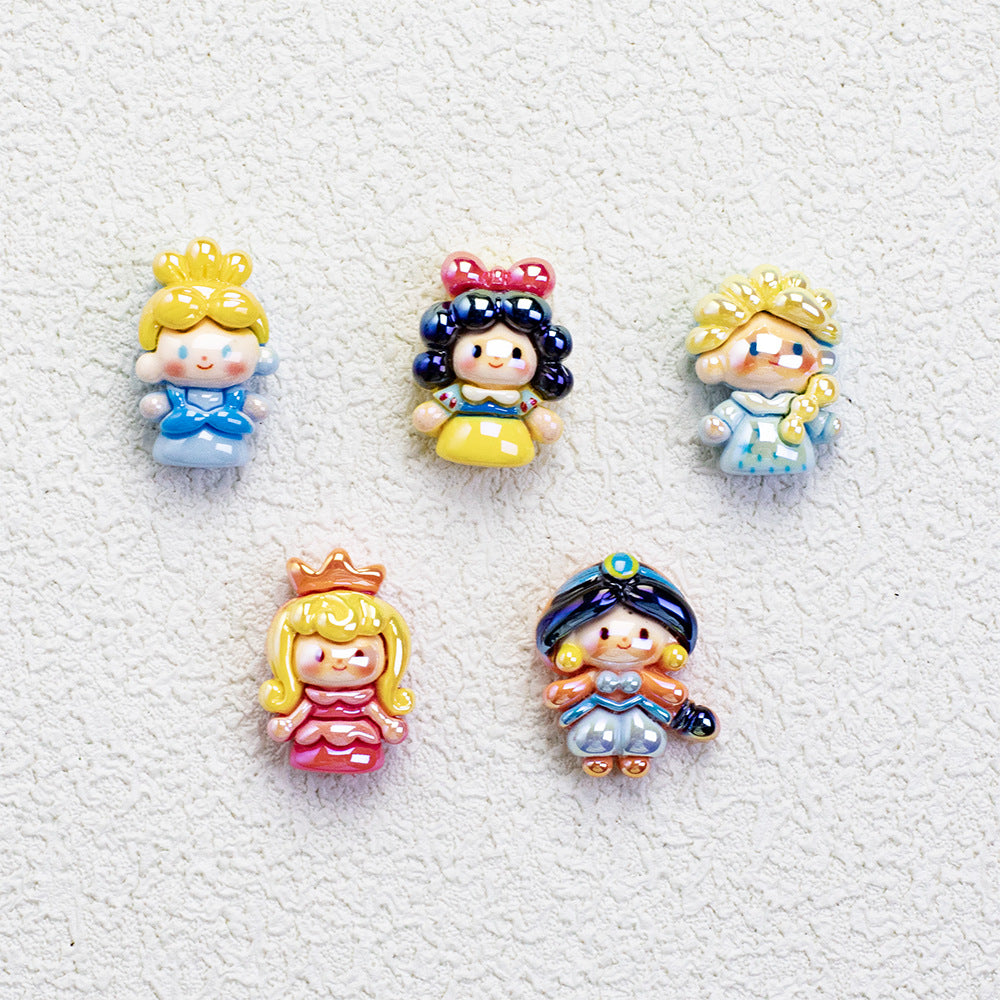 Disney Princess Series Vertical Hole Resin Beads Chibi Style 20pcs