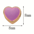 Heart Metal Beads 8mm Double-Sided Enamel Gold Tone 50pcs 2