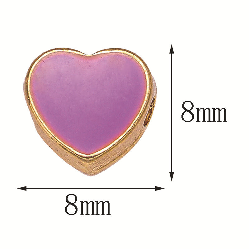 Heart Metal Beads 8mm Double-Sided Enamel Gold Tone 50pcs 2