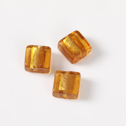 Vintage Transparent Lampwork Square Glass Beads 12mm 20pcs 11