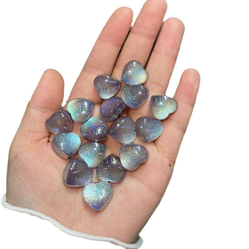 Glitter Heart Clover Resin Beads 18mm Lavender Iridescent 20pcs 5