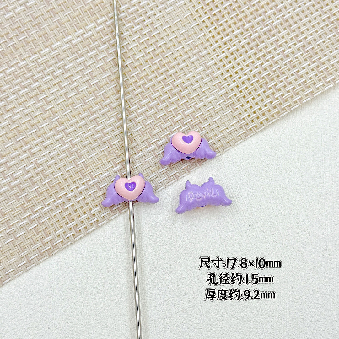 Devil Heart and Kitten Flower Metal Beads 17/15mm Baking Painted 18pcs 9
