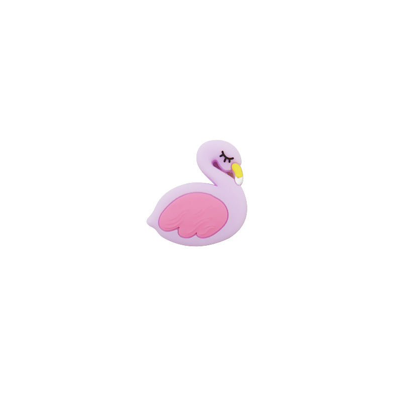 Silicone Focal Beads Flamingo Sleeping Pose Pastel Colors 10pcs 8