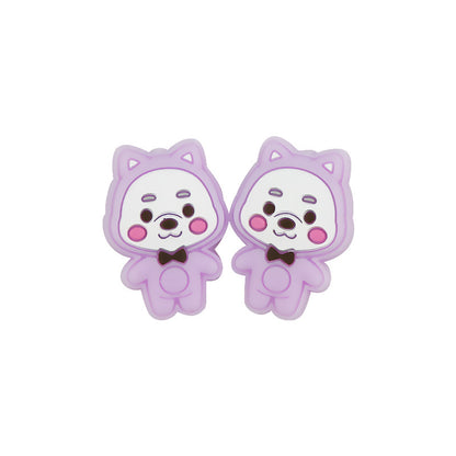 Silicone Focal Beads Little Bear Rosy Cheeks Bow Tie 20pcs 7