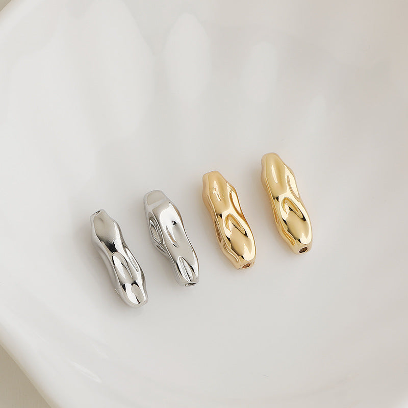 Brass Irregular Tube Metal Beads 6x18mm 4.5x21mm Hammered Texture 10pcs 2