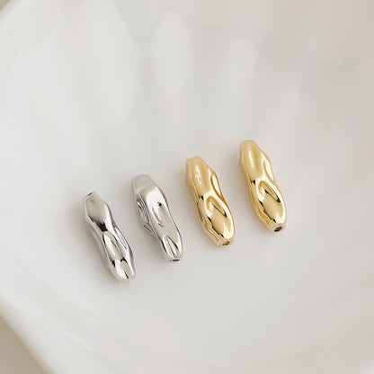 Brass Irregular Tube Metal Beads 6x18mm 4.5x21mm Hammered Texture 10pcs 2