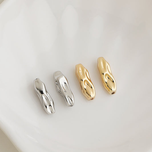 Brass Irregular Tube Metal Beads 6x18mm 4.5x21mm Hammered Texture 10pcs 2