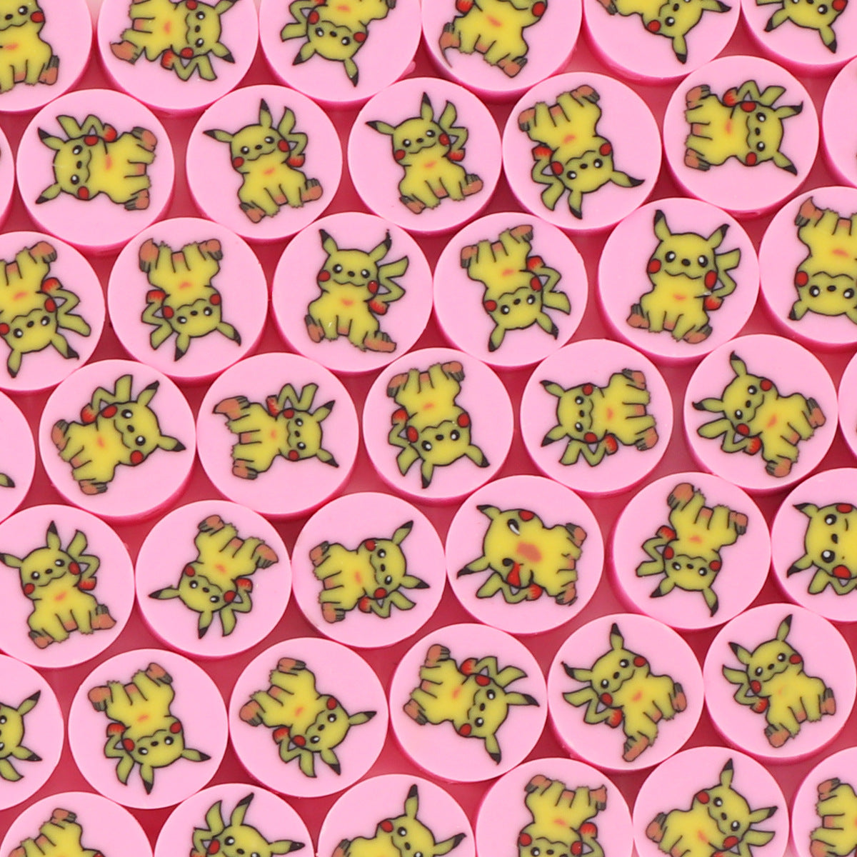 Flat Clay Beads 9mm Pokemon Series Colorful Character Faces 100pcs 16