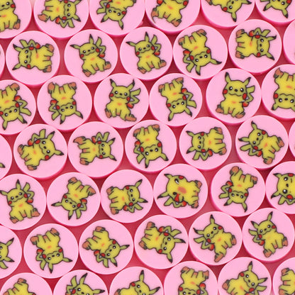 Flat Clay Beads 9mm Pokemon Series Colorful Character Faces 100pcs 16
