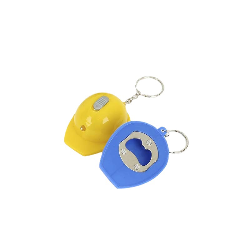 Light Up Helmet Bottle Opener Keychain Plastic Compact Colors 5