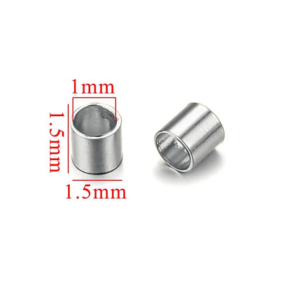 Stainless Steel Tube Metal Beads 1.5/2/2.5mm Crimp Style 200pcs 7